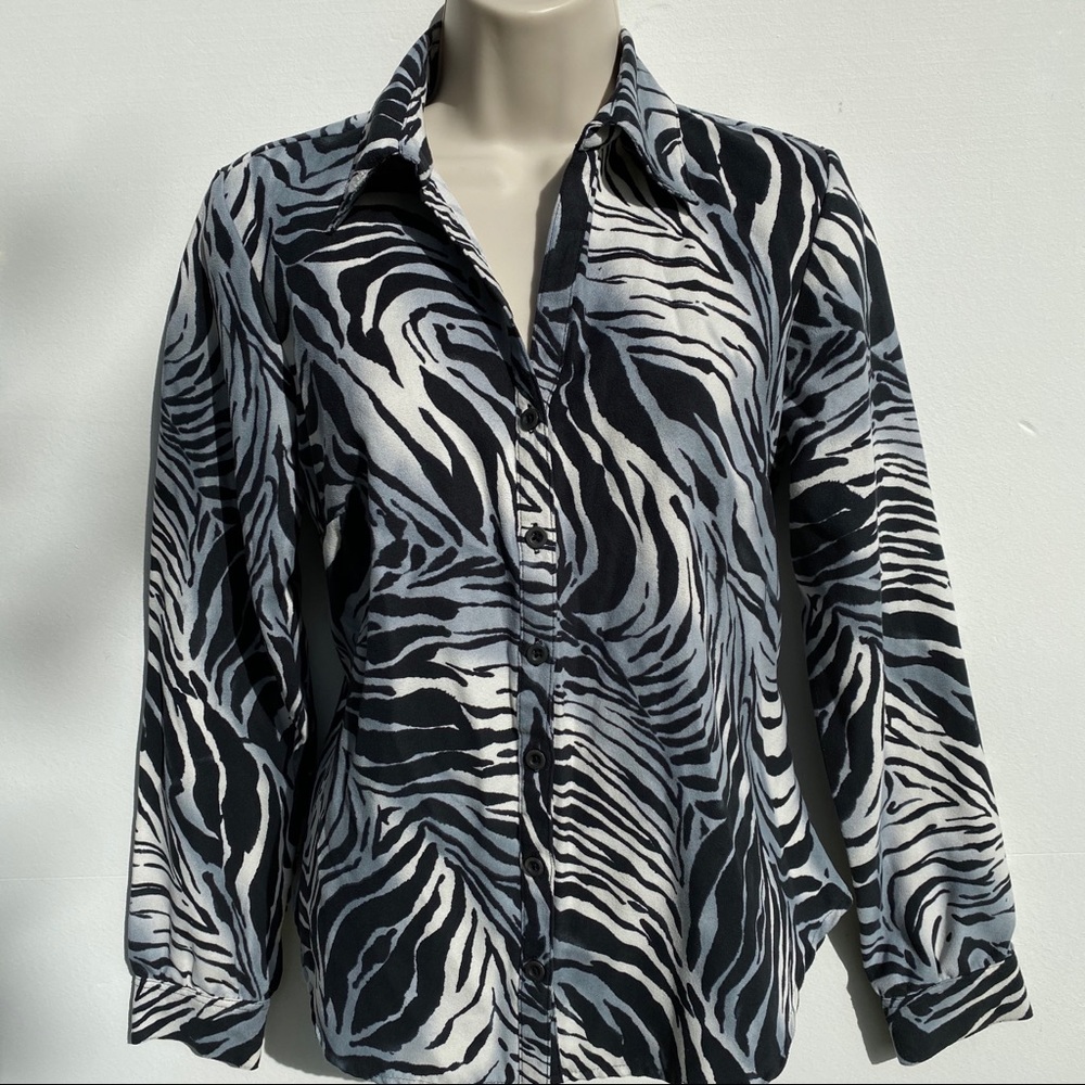 Harmony & Vine Long Sleeve Zebra Print Shirt A171